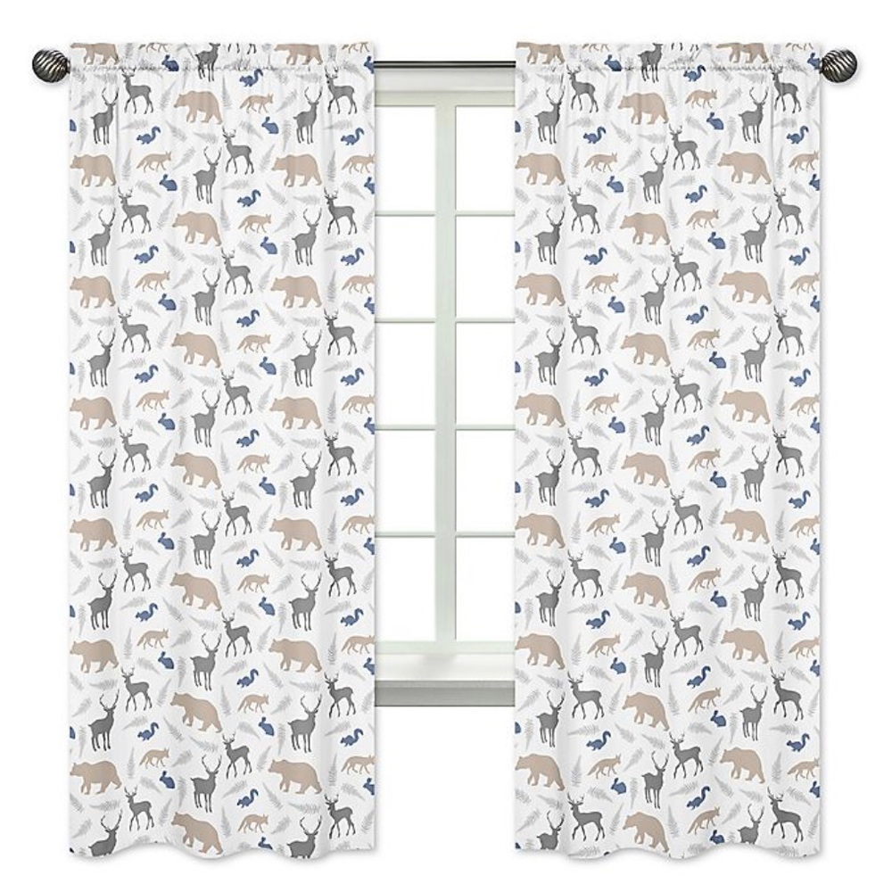 Sweet JoJo’s Woodland Animals 84in Rod Window Curtain Panels